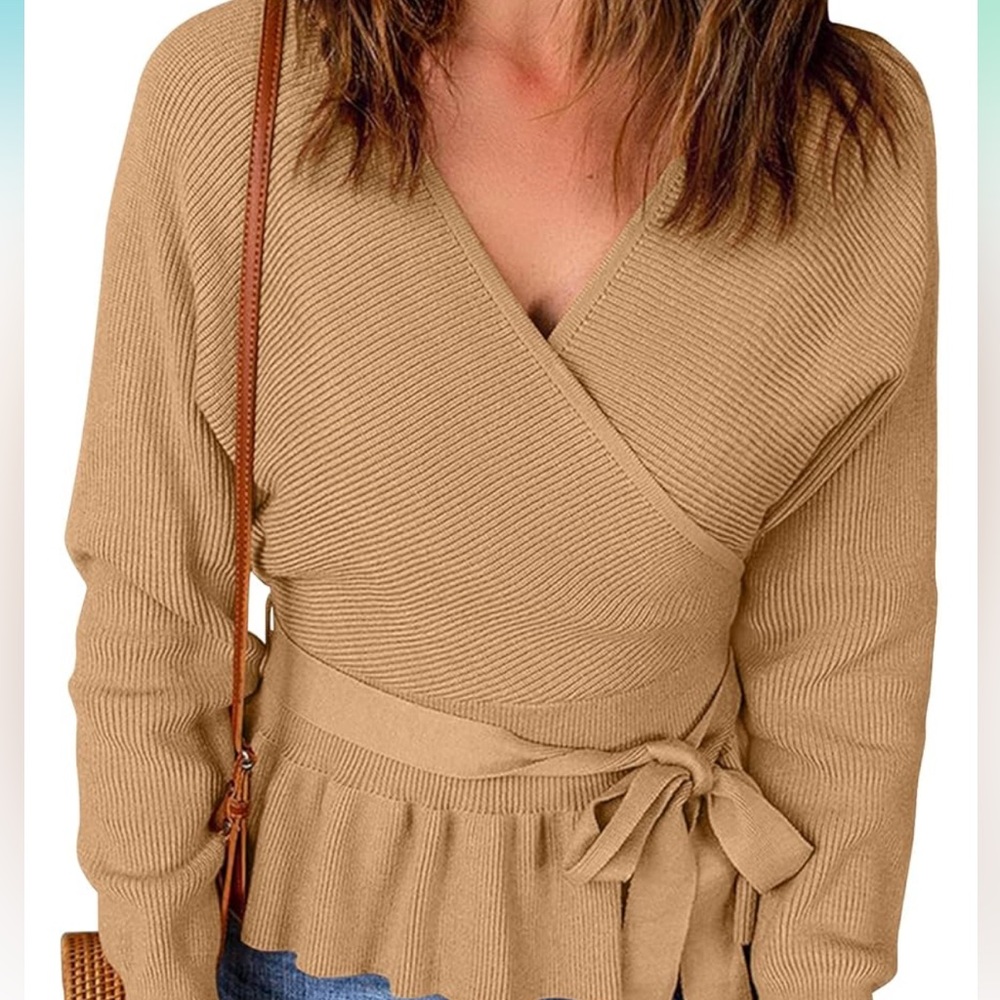 Sexy wrap v neck in front and back.  Size Medium
